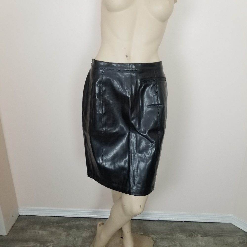 the limited faux leather skirt